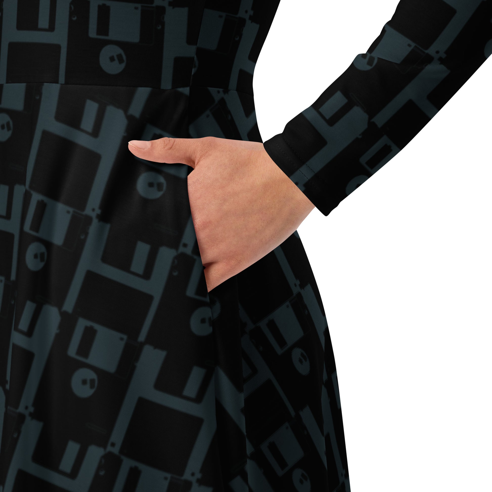 Floppy Disk Long Sleeve Midi Dress 6