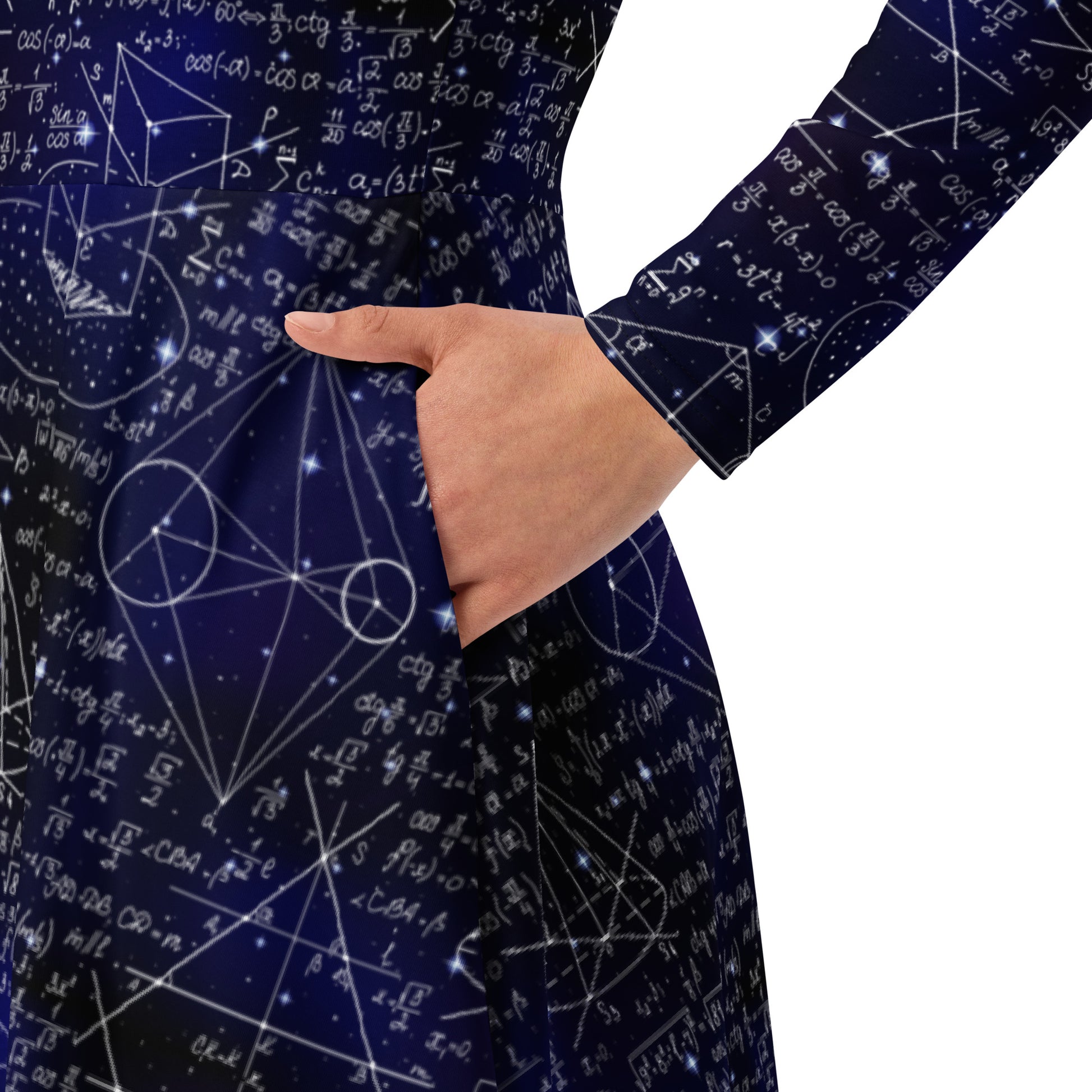 Math And Physics Space Long Sleeve Midi Dress 6