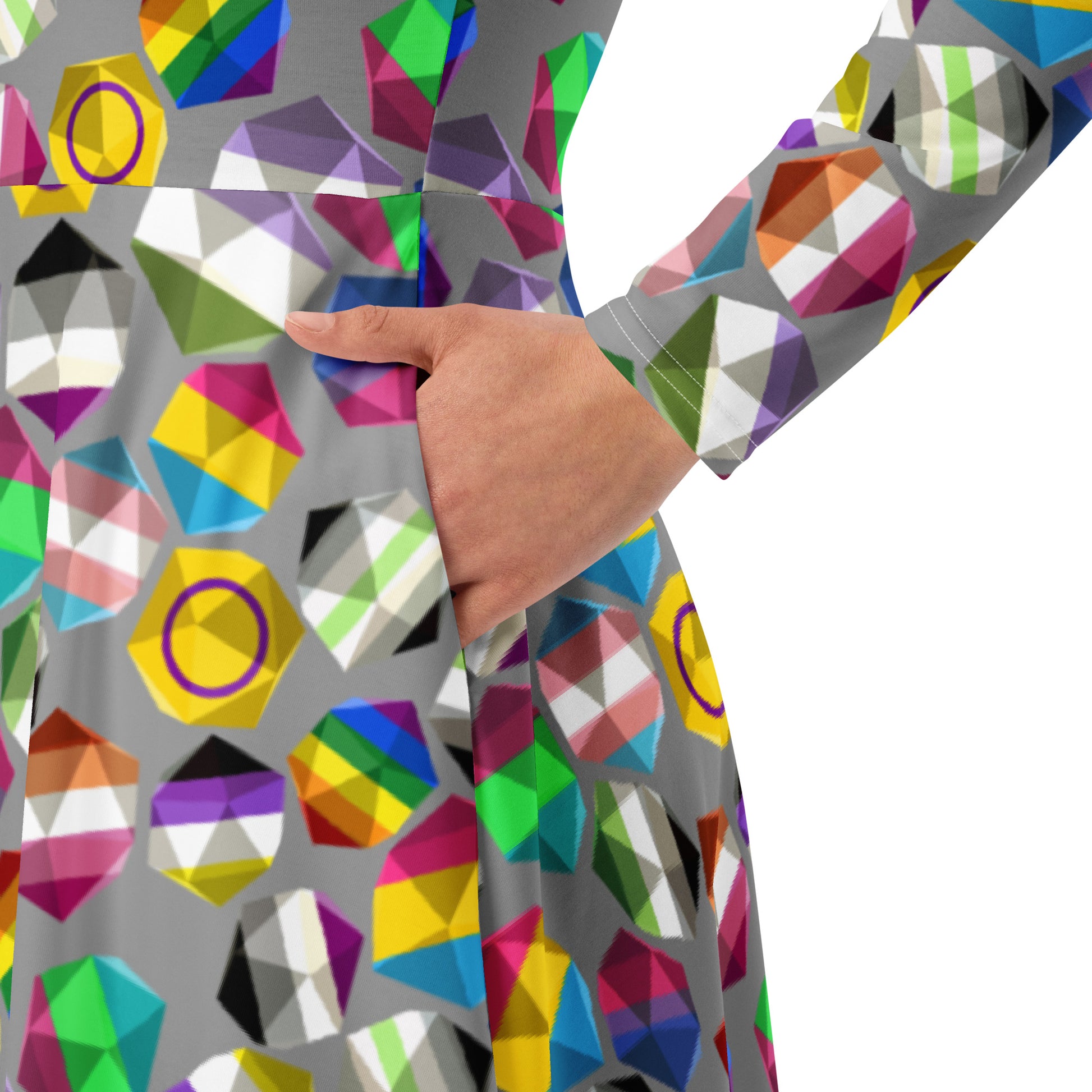 Roll with Pride LGBTQ Dice Dnd Long Sleeve Midi Dress 6