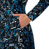 Dotted Blue Musical Notes Black Long Sleeve Midi Dress 6