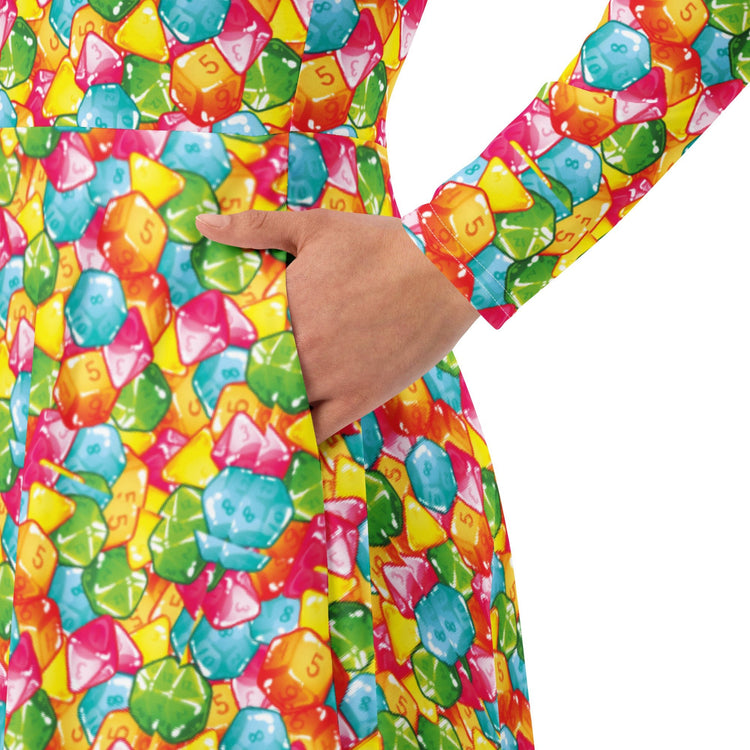 Nerdy DND Gummies Long Sleeve Midi Dress