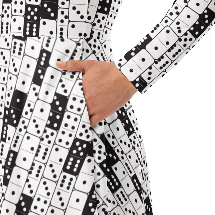 Nerdy Dominos Long Sleeve Midi Dress