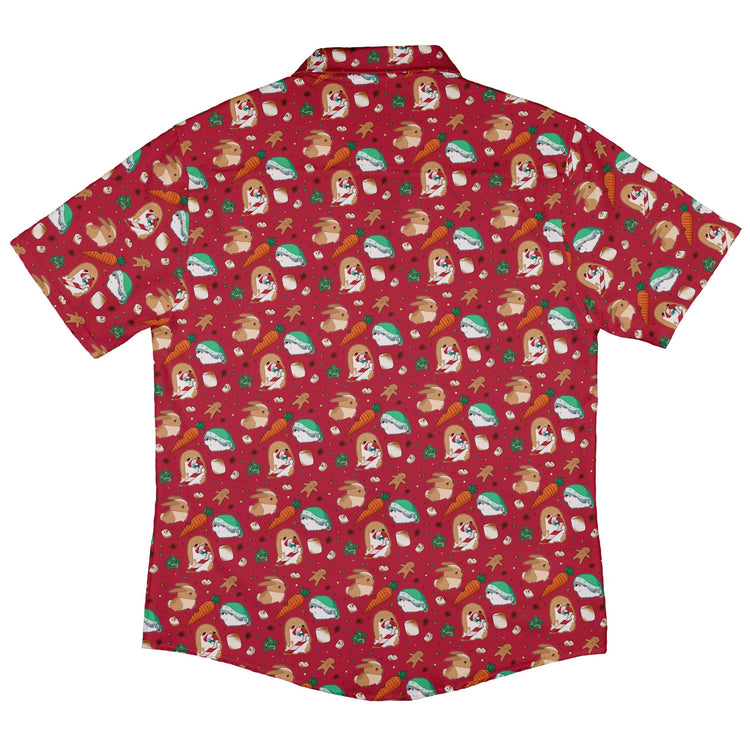 Cinnamon Anime Bunnies Button Up Shirt Geek Nerd adult sizing Christmas Print Design by Ardi Tong