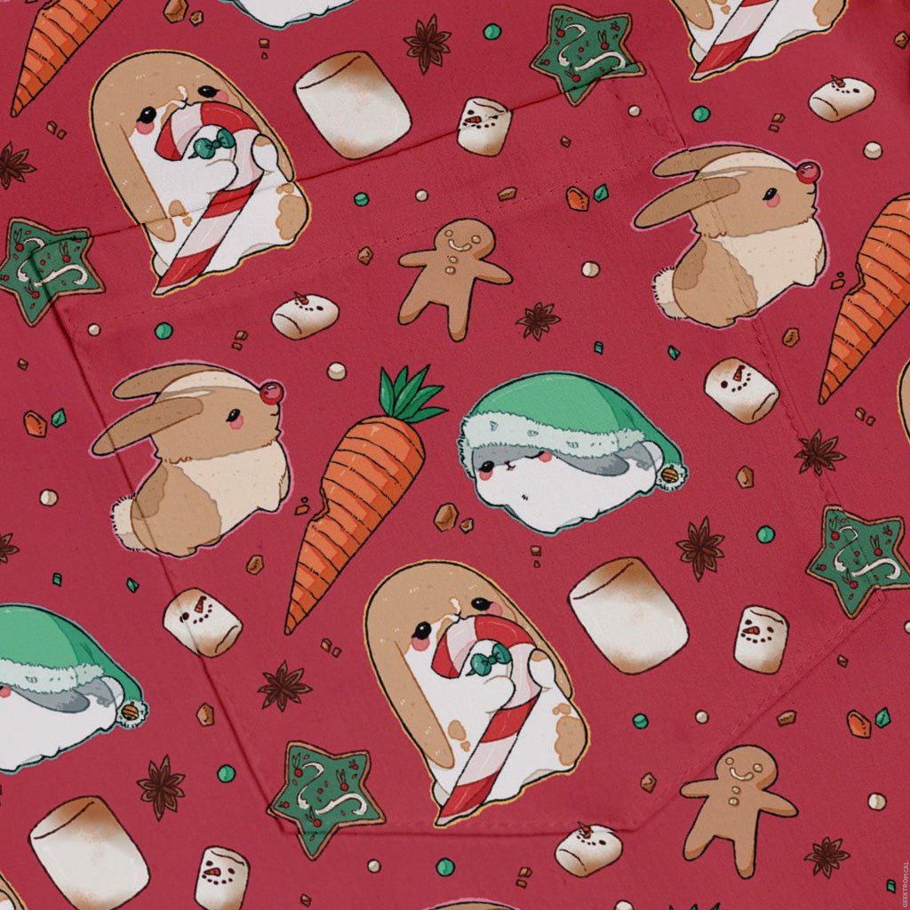 Cinnamon Anime Bunnies Button Up Shirt Geek Nerd adult sizing Christmas Print Design by Ardi Tong