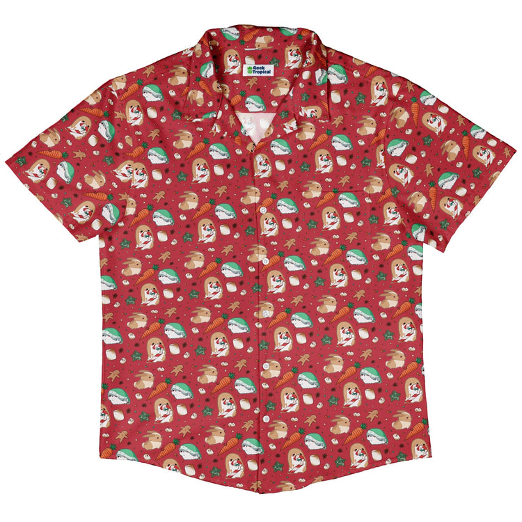 Cinnamon Anime Bunnies Button Up Shirt Geek Nerd adult sizing Christmas Print Design by Ardi Tong