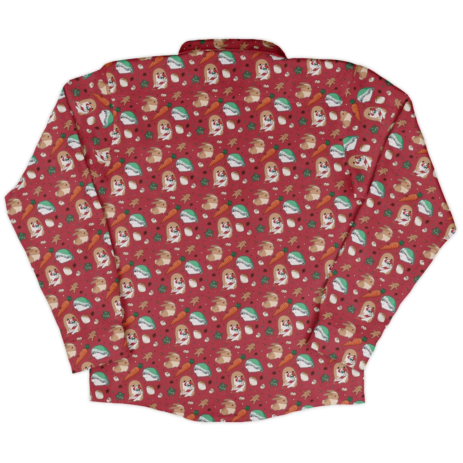 cinnamon anime bunnies Long Sleeve Button Up Shirt Geek Nerd adult sizing Anime Christmas Print