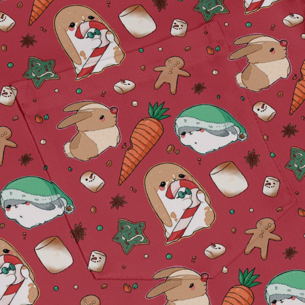cinnamon anime bunnies Long Sleeve Button Up Shirt Geek Nerd adult sizing Anime Christmas Print