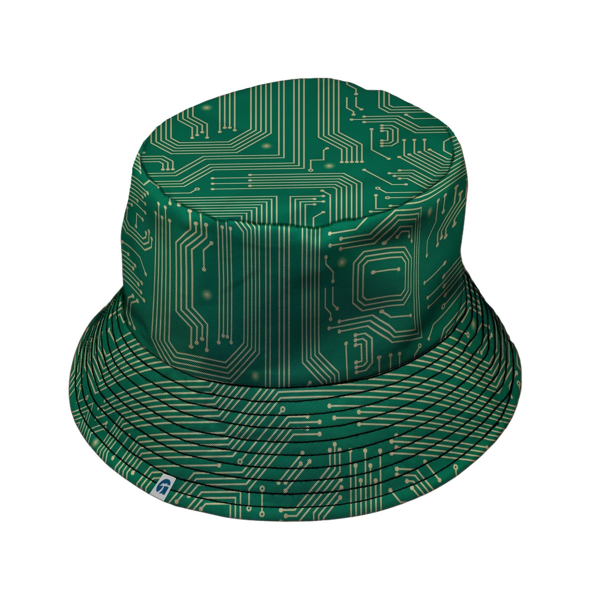computer circuit board yellow green Bucket Hat Geek Nerd 0925 computer print FLOW DESC WRITING