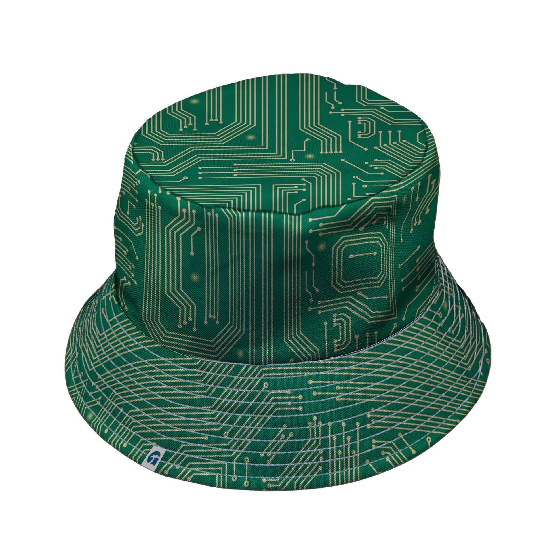 computer circuit board yellow green Bucket Hat Geek Nerd 0925 computer print FLOW DESC WRITING