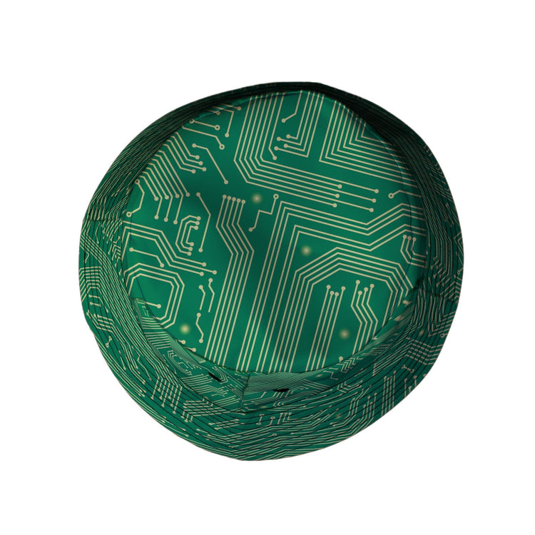 computer circuit board yellow green Bucket Hat Geek Nerd 0925 computer print FLOW DESC WRITING