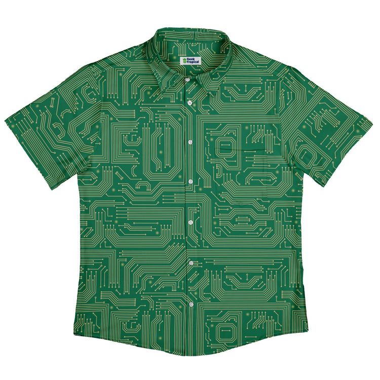 computer circuit board yellow green Button Up Shirt Geek Nerd 0925 adult sizing All Adult Button Up Shirts
