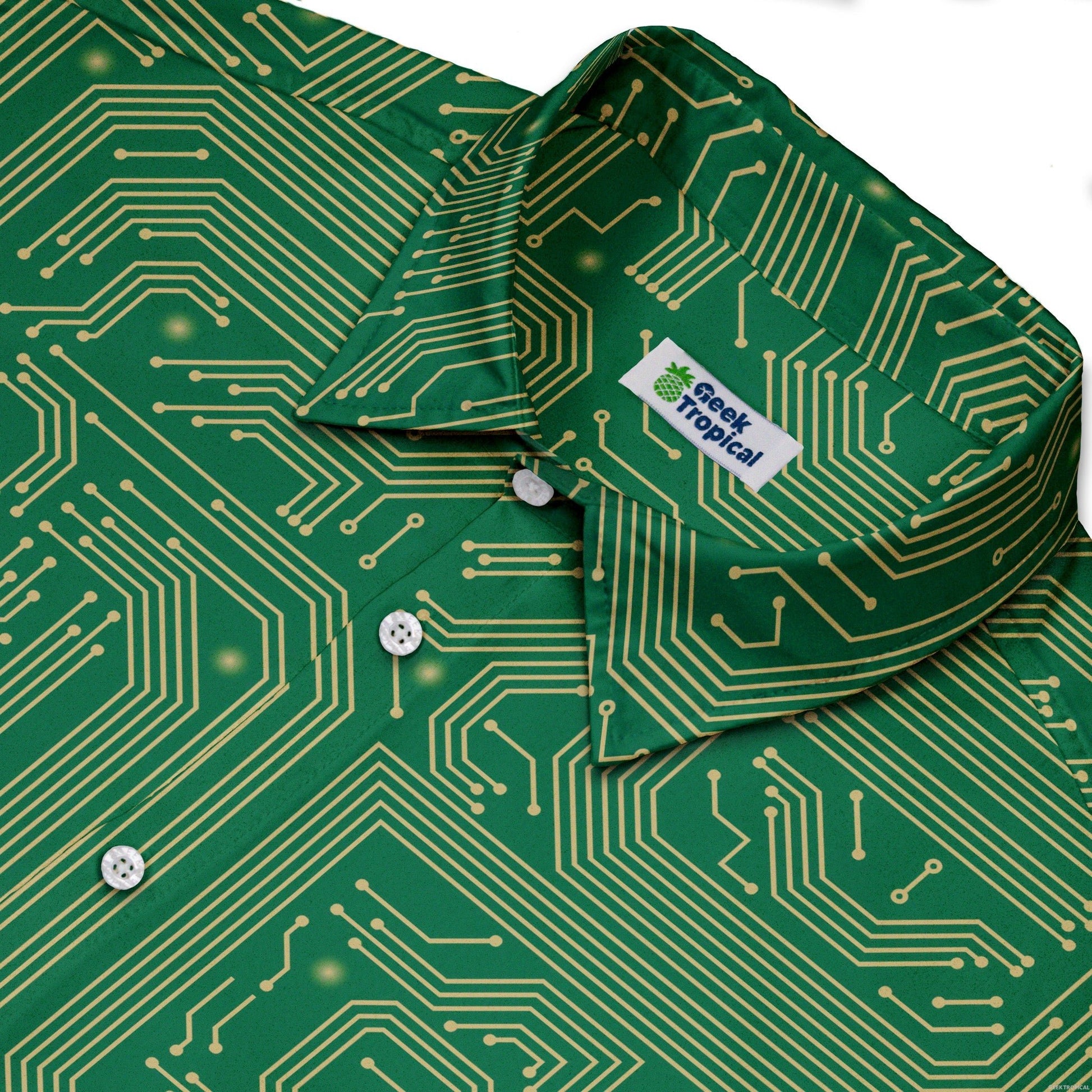 computer circuit board yellow green Button Up Shirt Geek Nerd 0925 adult sizing All Adult Button Up Shirts
