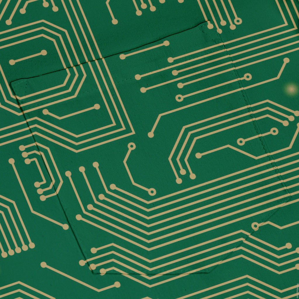 computer circuit board yellow green Button Up Shirt Geek Nerd 0925 adult sizing All Adult Button Up Shirts