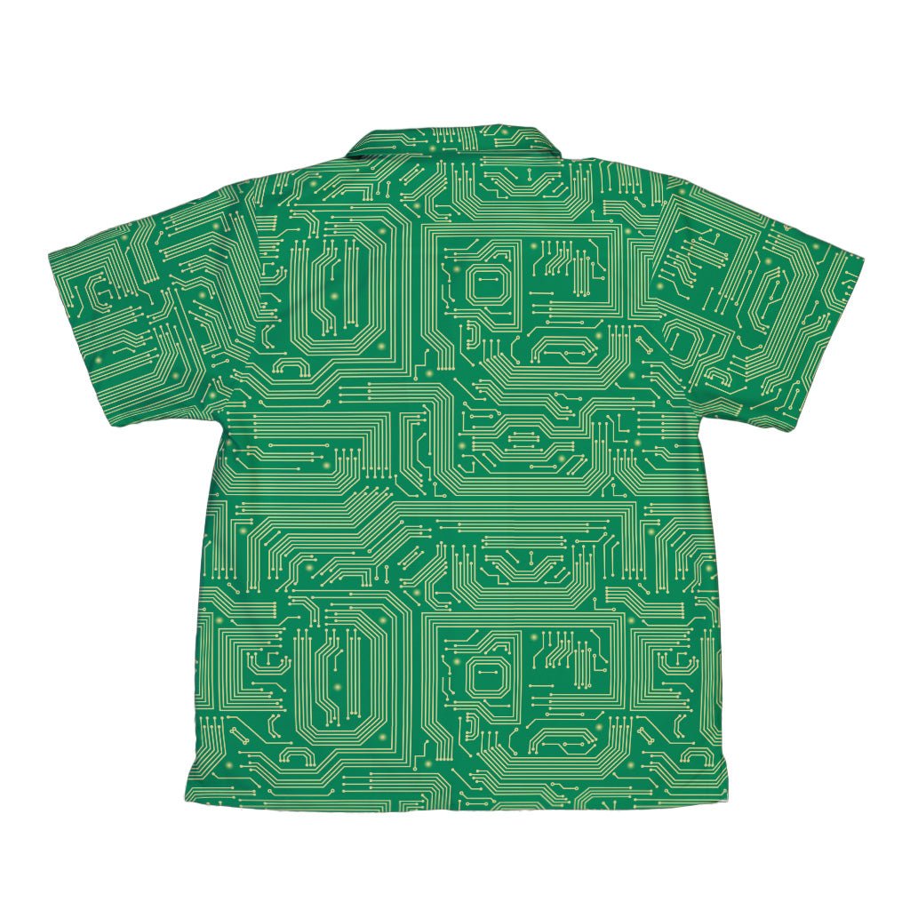 computer circuit board yellow green Youth Hawaiian Shirt Geek Nerd 0925 computer print FLOW DESC WRITING