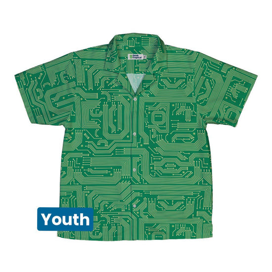 computer circuit board yellow green Youth Hawaiian Shirt Geek Nerd 0925 computer print FLOW DESC WRITING