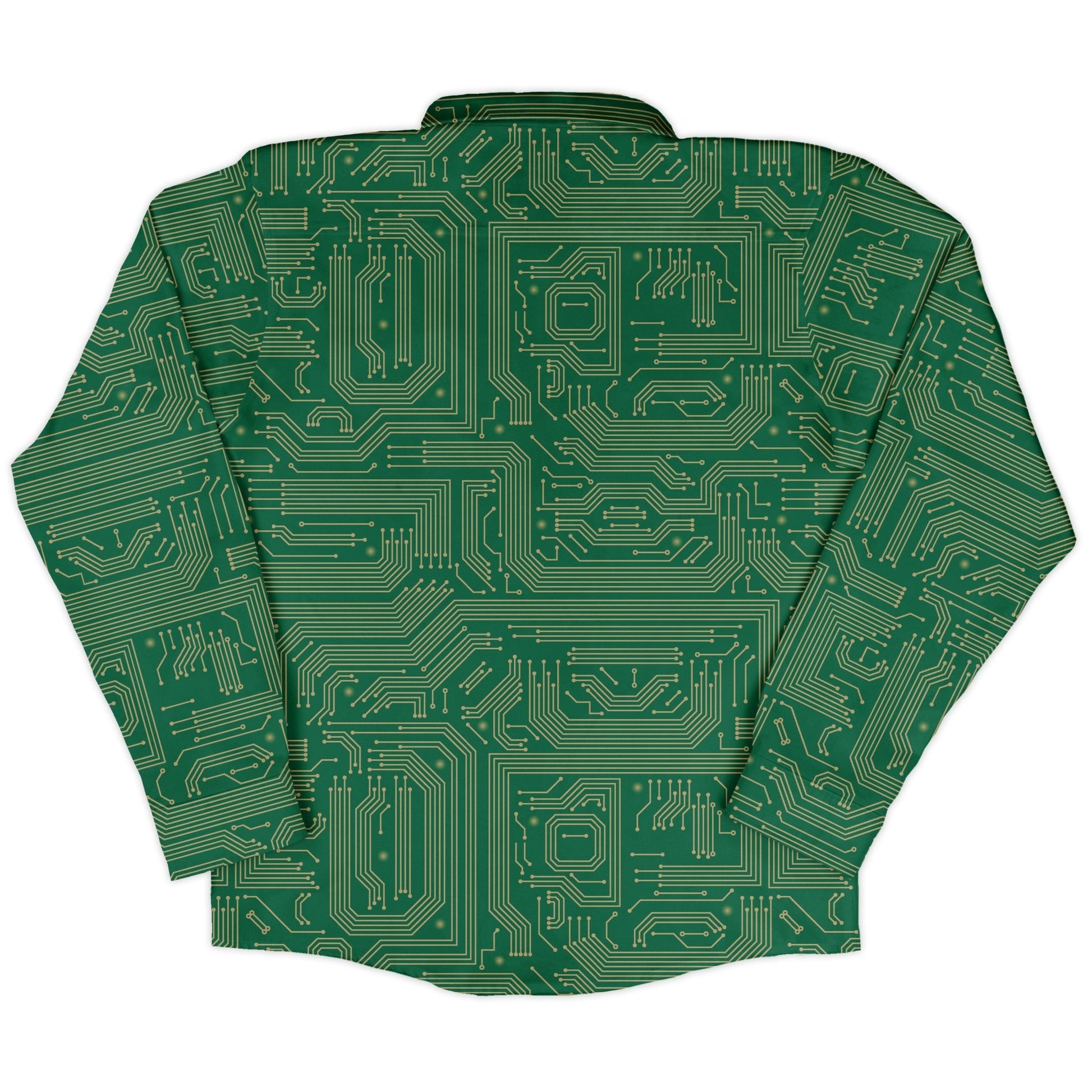 computer circuit board yellow green Long Sleeve Button Up Shirt Geek Nerd 0925 adult sizing All Adult Button Up Shirts