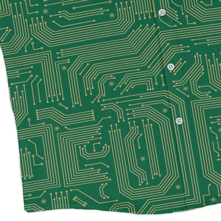 computer circuit board yellow green Long Sleeve Button Up Shirt Geek Nerd 0925 adult sizing All Adult Button Up Shirts