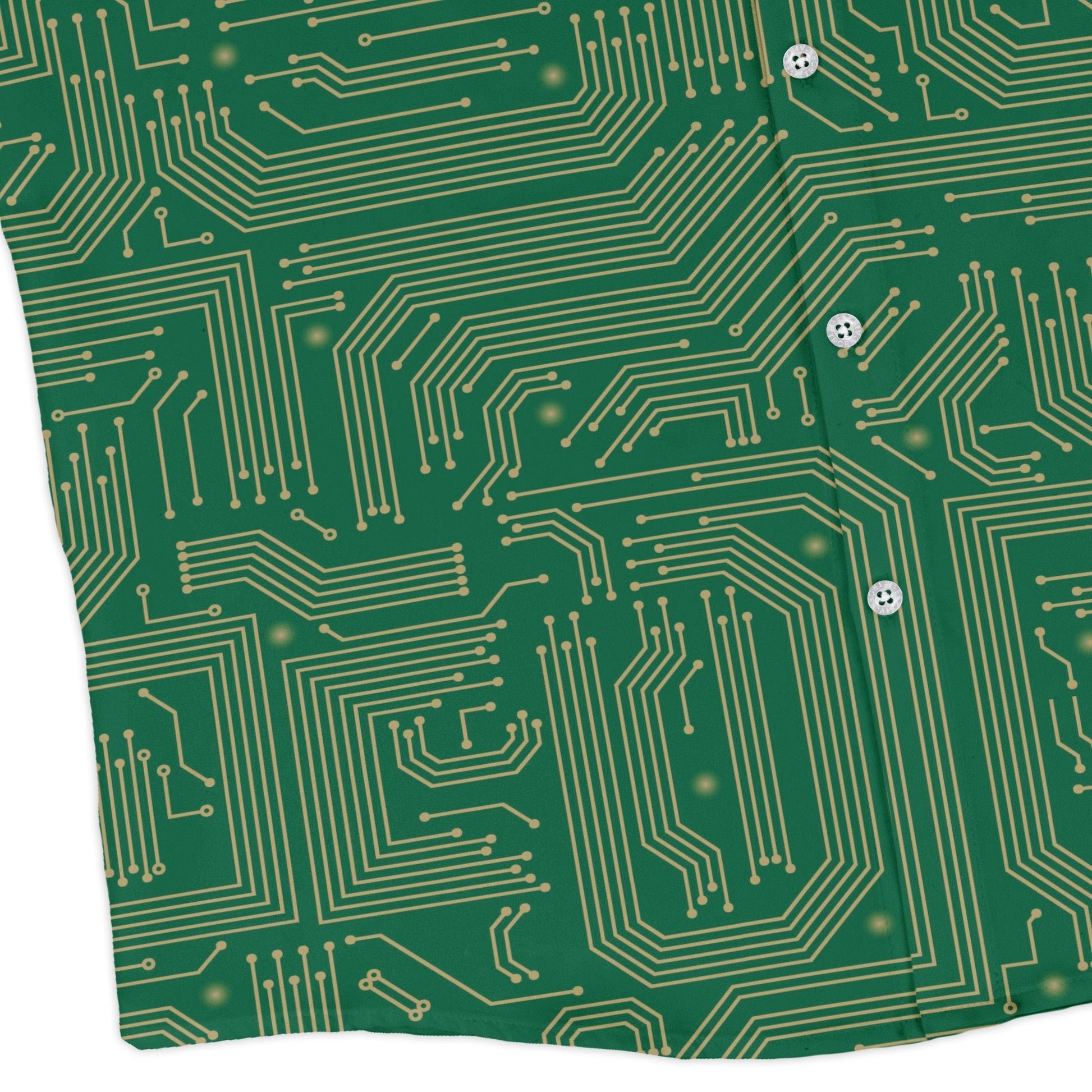 computer circuit board yellow green Long Sleeve Button Up Shirt Geek Nerd 0925 adult sizing All Adult Button Up Shirts