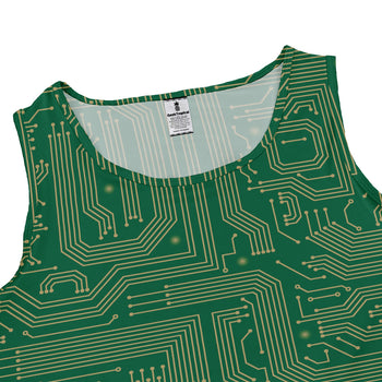computer circuit board yellow green Dress Geek Nerd 0925 computer print FLOW DESC WRITING