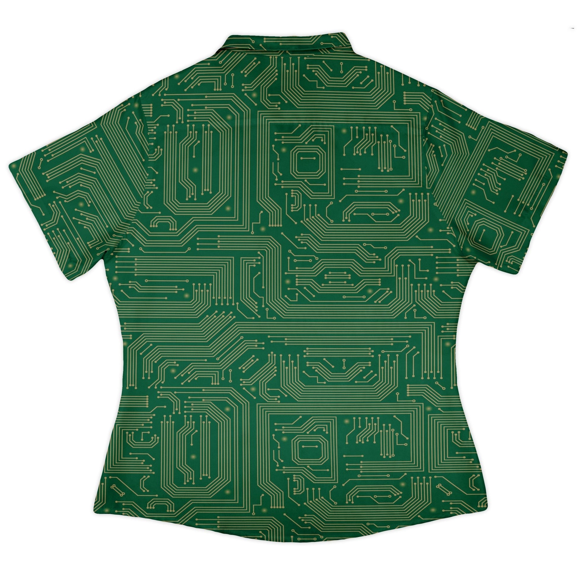 computer circuit board yellow green Curvy Button Up Shirt Geek Nerd 0925 All Adult Button Up Shirts computer print