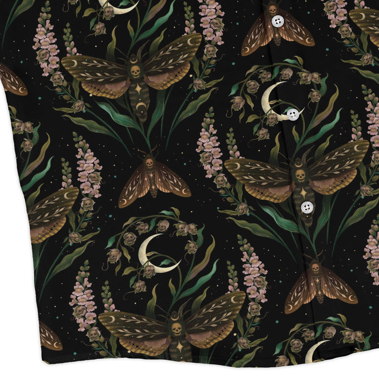 Episodic Death Moth Flow Long Sleeve Button Up Shirt Geek Nerd adult sizing Botany Print Design by Episodic