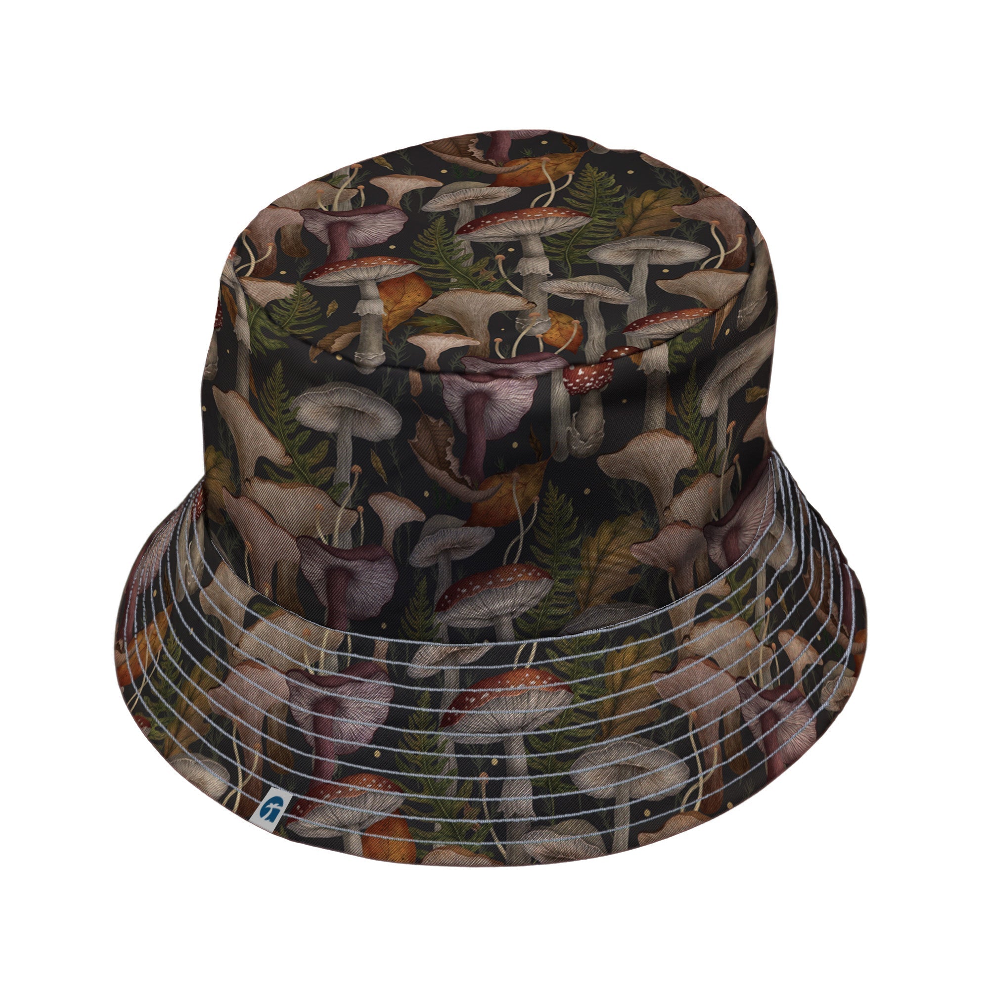 Episodic Autumn Mushroom Collage Bucket Hat - M - Grey Stitching - -