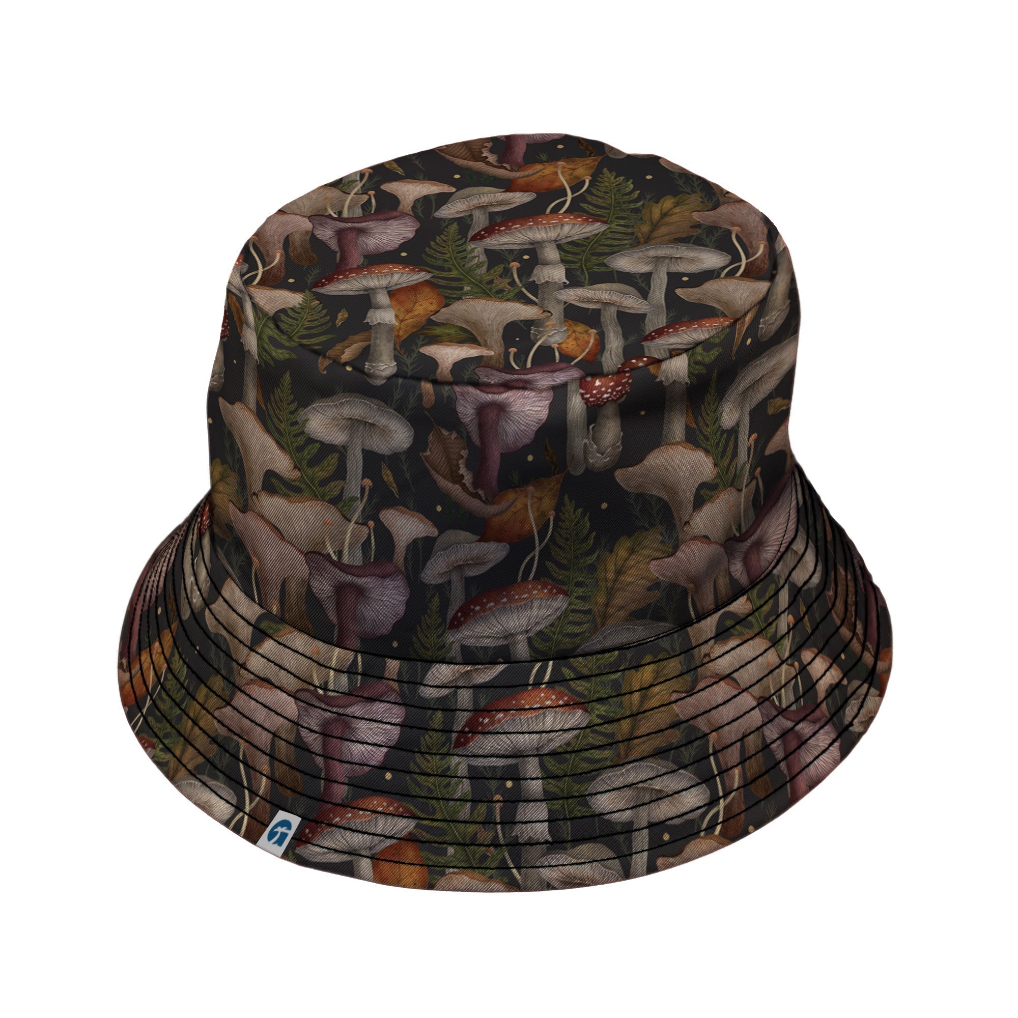 Episodic Autumn Mushroom Collage Bucket Hat - M - Black Stitching - -