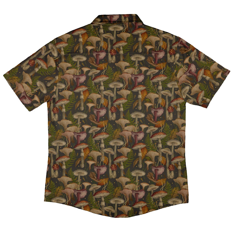 Episodic Autumn Mushroom Collage Button Up Shirt - XS - Hawaiian Shirt - No Pocket -