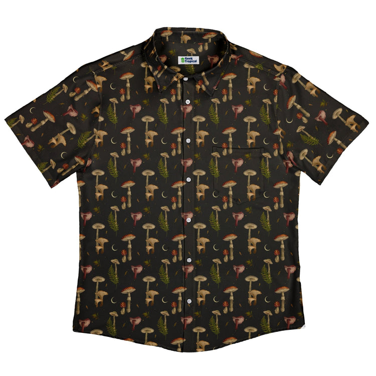 Episodic Autumn Mushrooms Space Button Up Shirt - XS - Button Down Shirt - No Pocket -