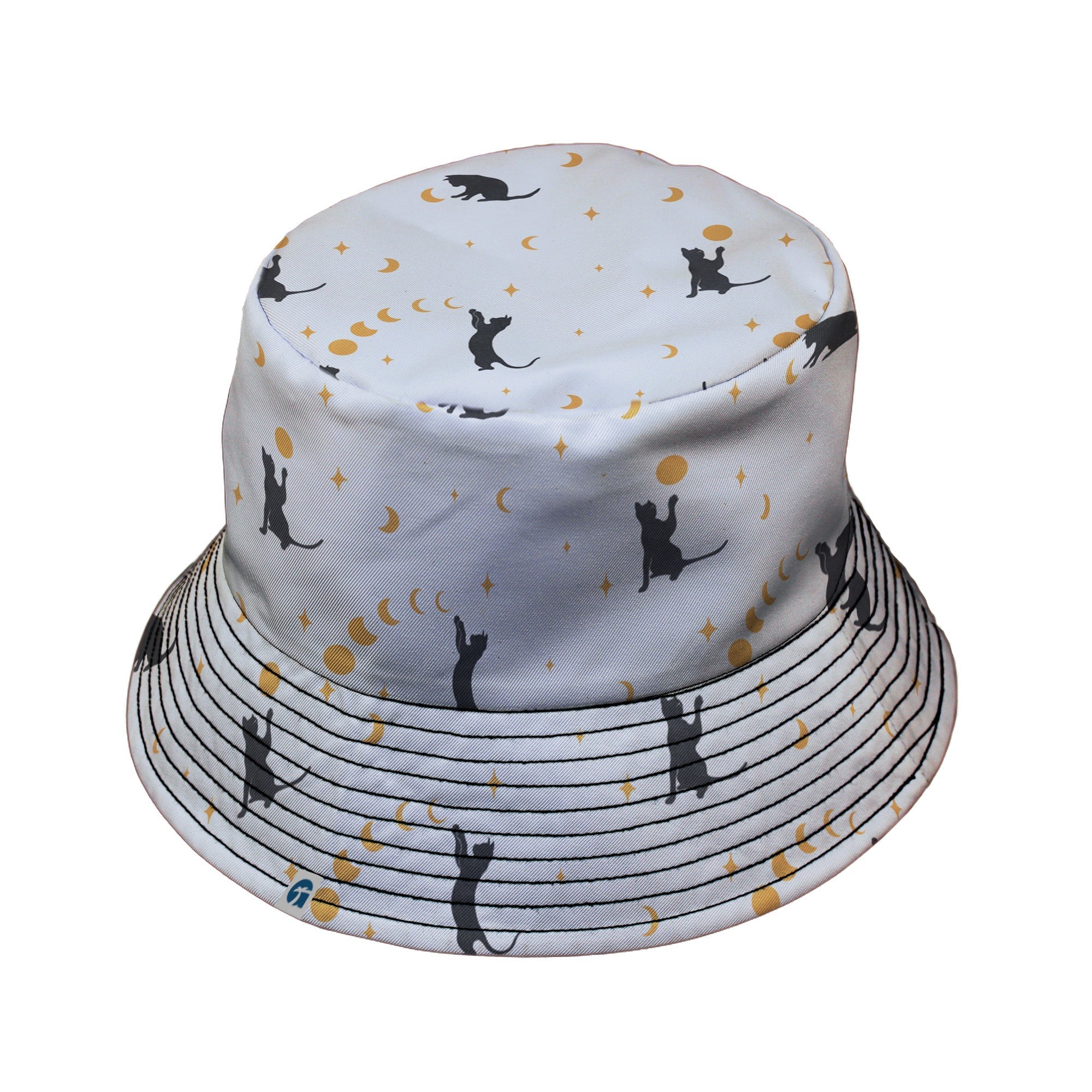 Episodic Cat Catching the Moon Bucket Hat - M - Black Stitching - -