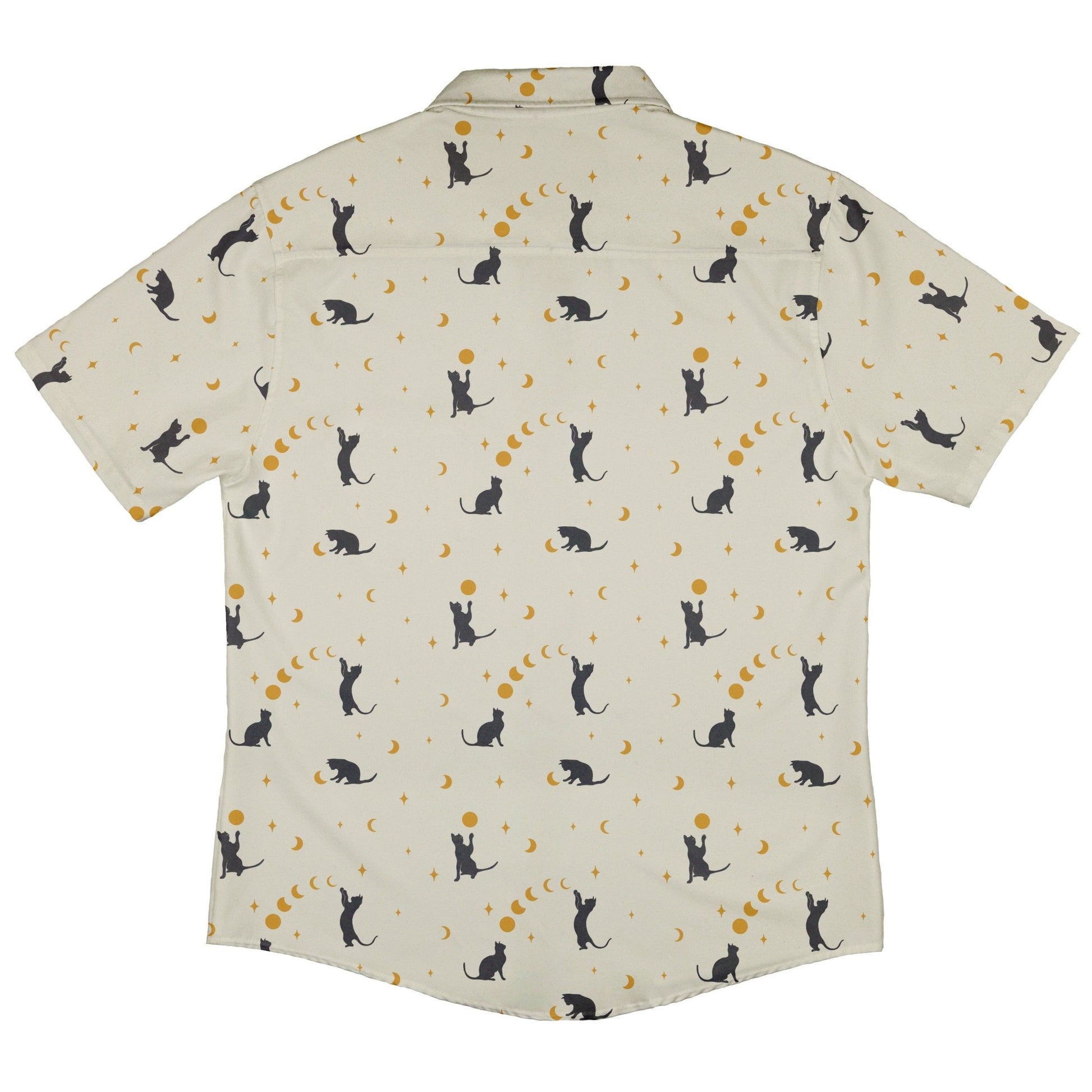 Episodic Cat Catching the Moon Button Up Shirt - XS - Hawaiian Shirt - No Pocket -