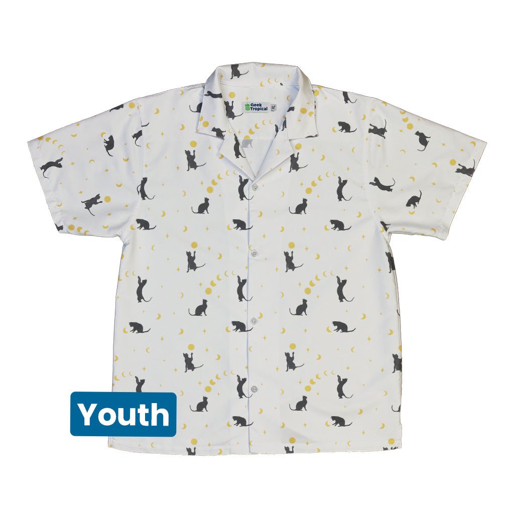 Episodic Cat Catching the Moon Youth Hawaiian Shirt - YXS - -