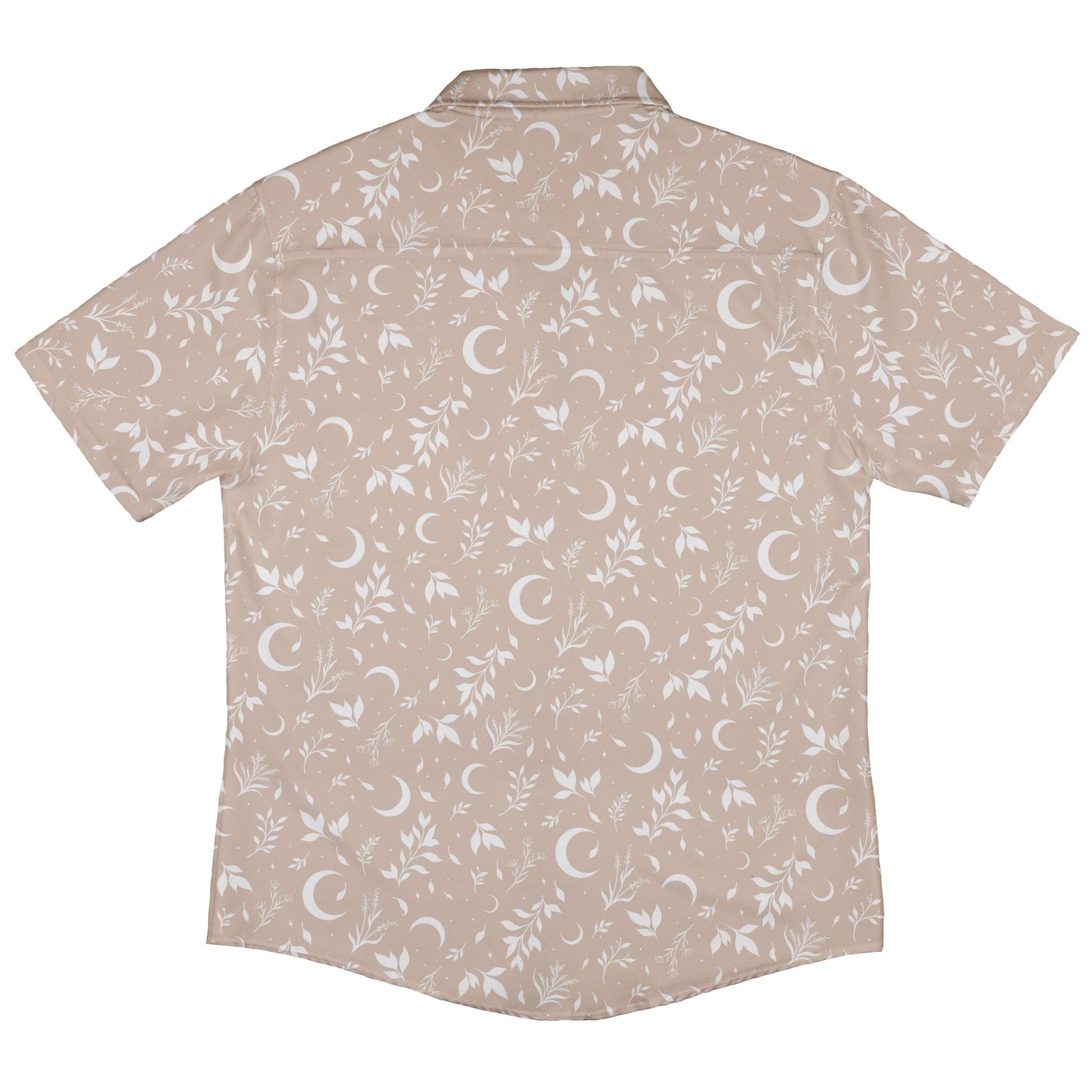Episodic Crescent Moon Garden Biege Button Up Shirt - XS - Hawaiian Shirt - No Pocket -
