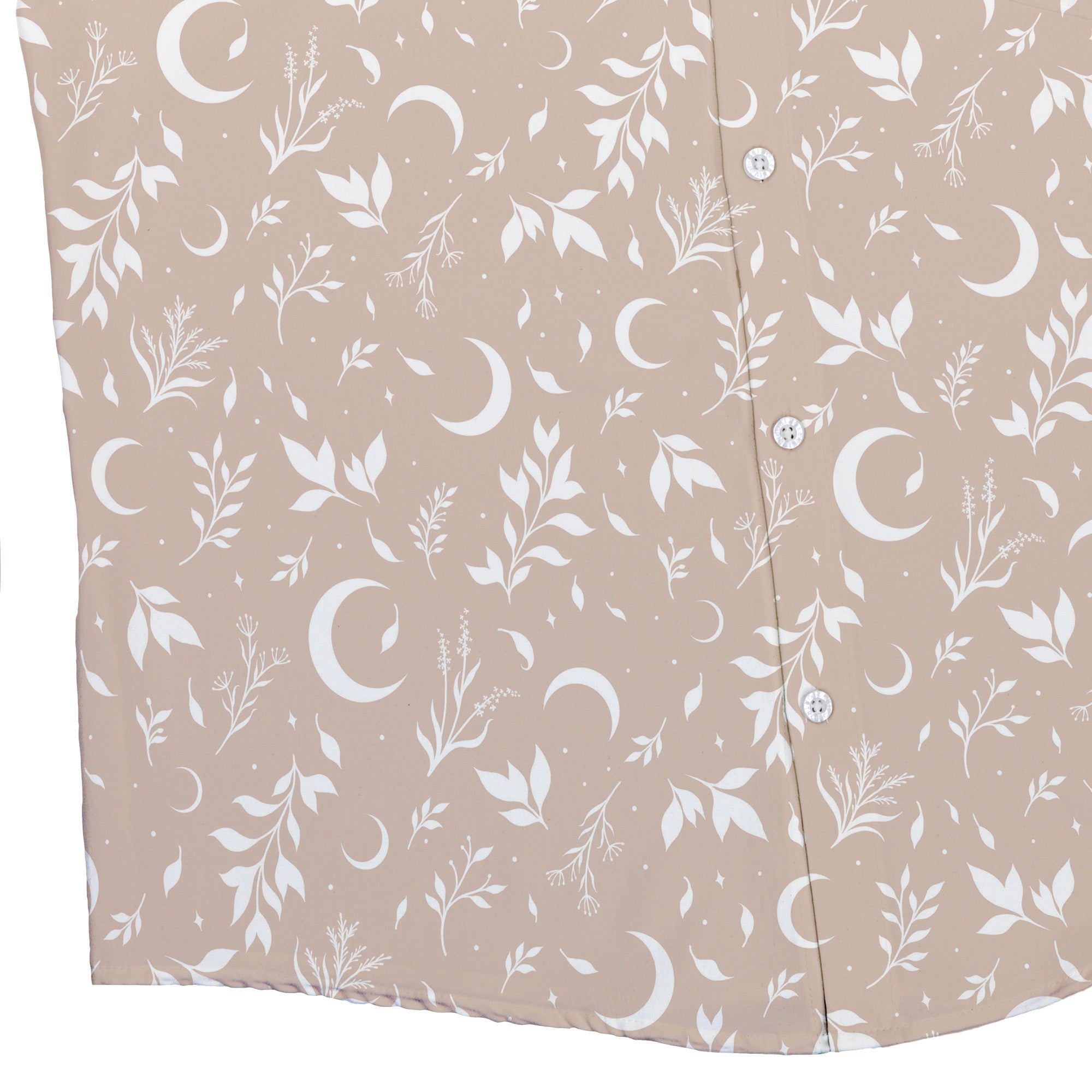 Episodic Crescent Moon Garden Biege Button Up Shirt - XS - Hawaiian Shirt - No Pocket -