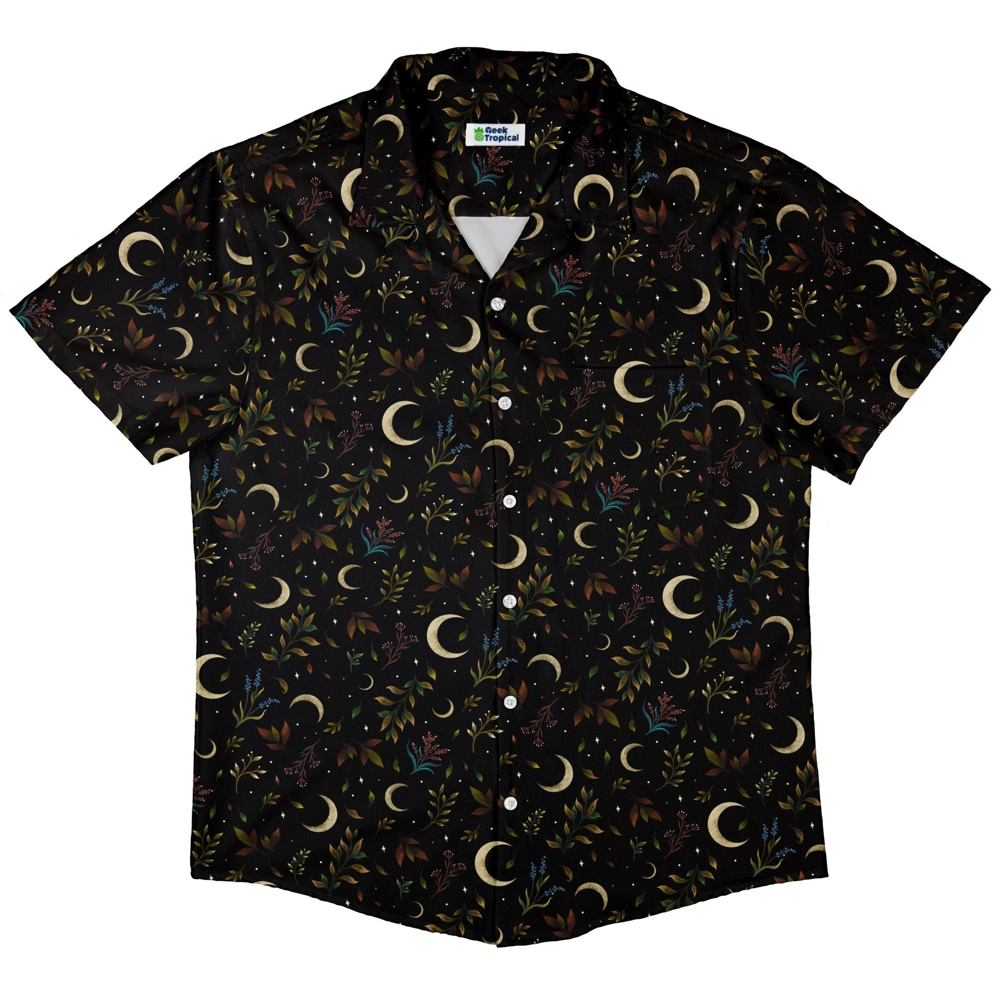 Episodic Crescent Moon Garden Button Up Shirt - XS - Hawaiian Shirt - No Pocket -