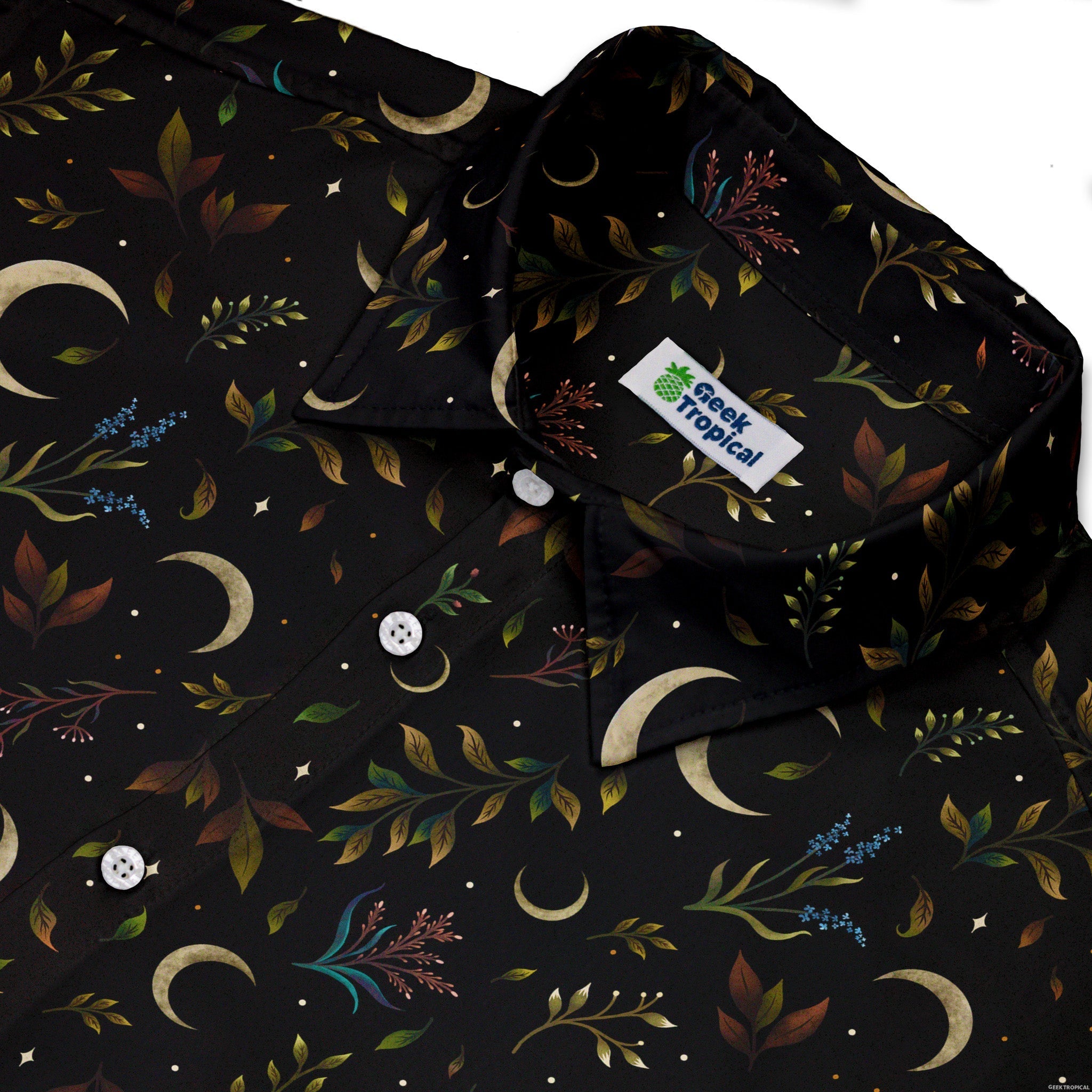 Episodic Crescent Moon Garden Button Up Shirt - XS - Hawaiian Shirt - No Pocket -