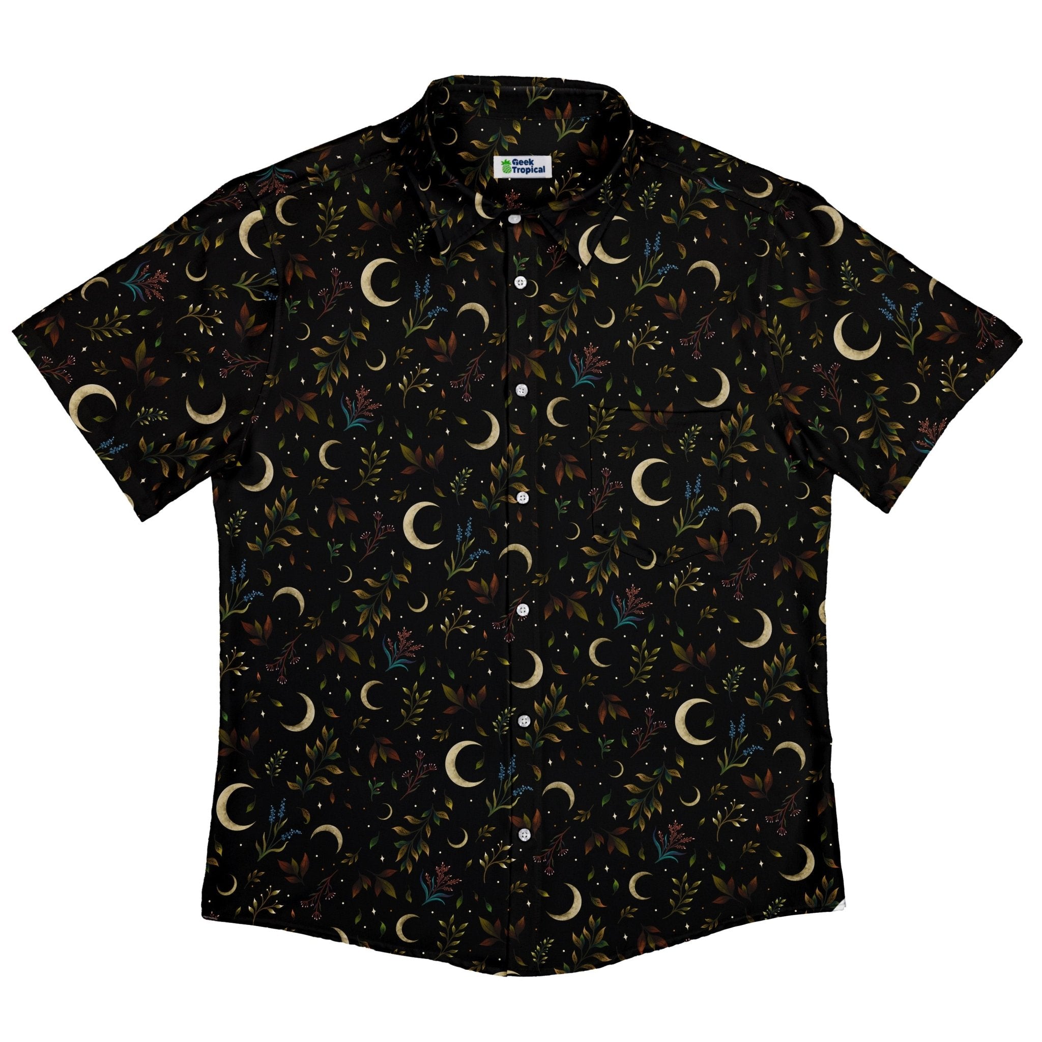 Episodic Crescent Moon Garden Button Up Shirt - XS - Button Down Shirt - No Pocket -