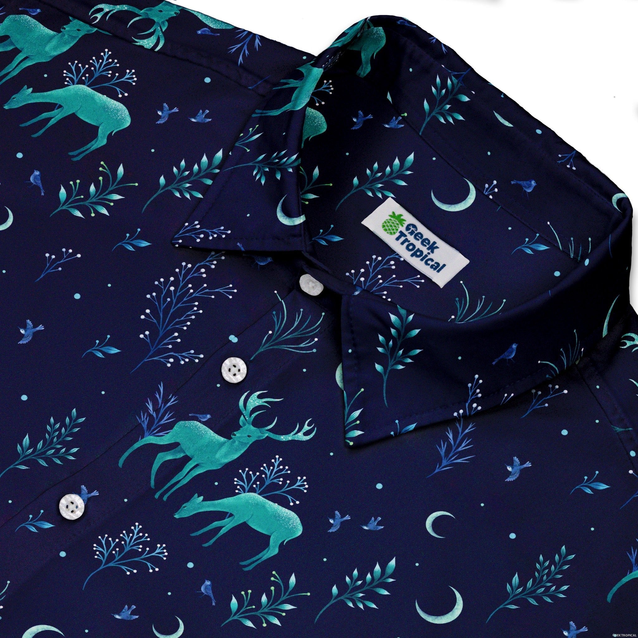 Episodic Deers in the Moonlight Button Up Shirt - XS - Hawaiian Shirt - No Pocket -