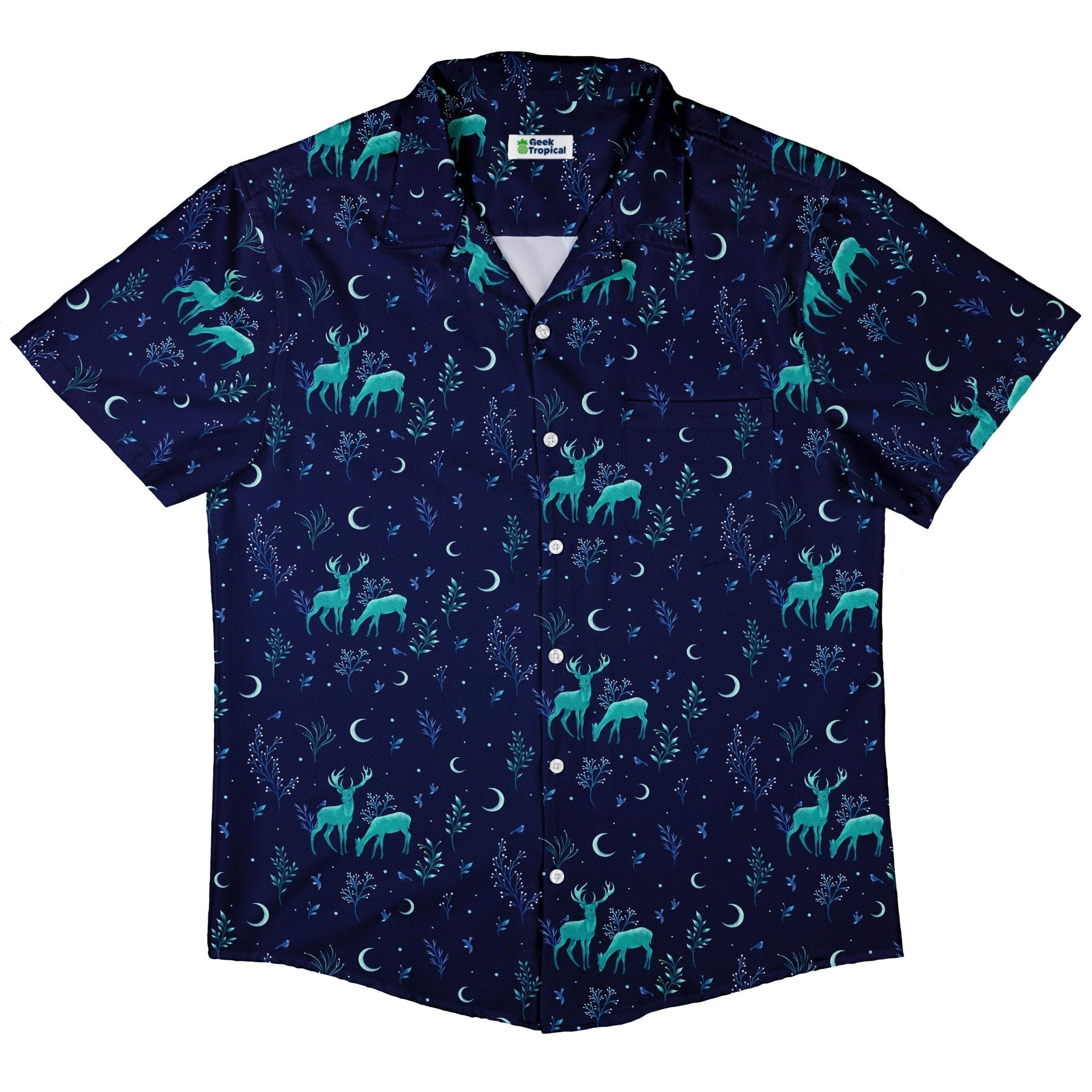 Episodic Deers in the Moonlight Button Up Shirt - XS - Hawaiian Shirt - No Pocket -