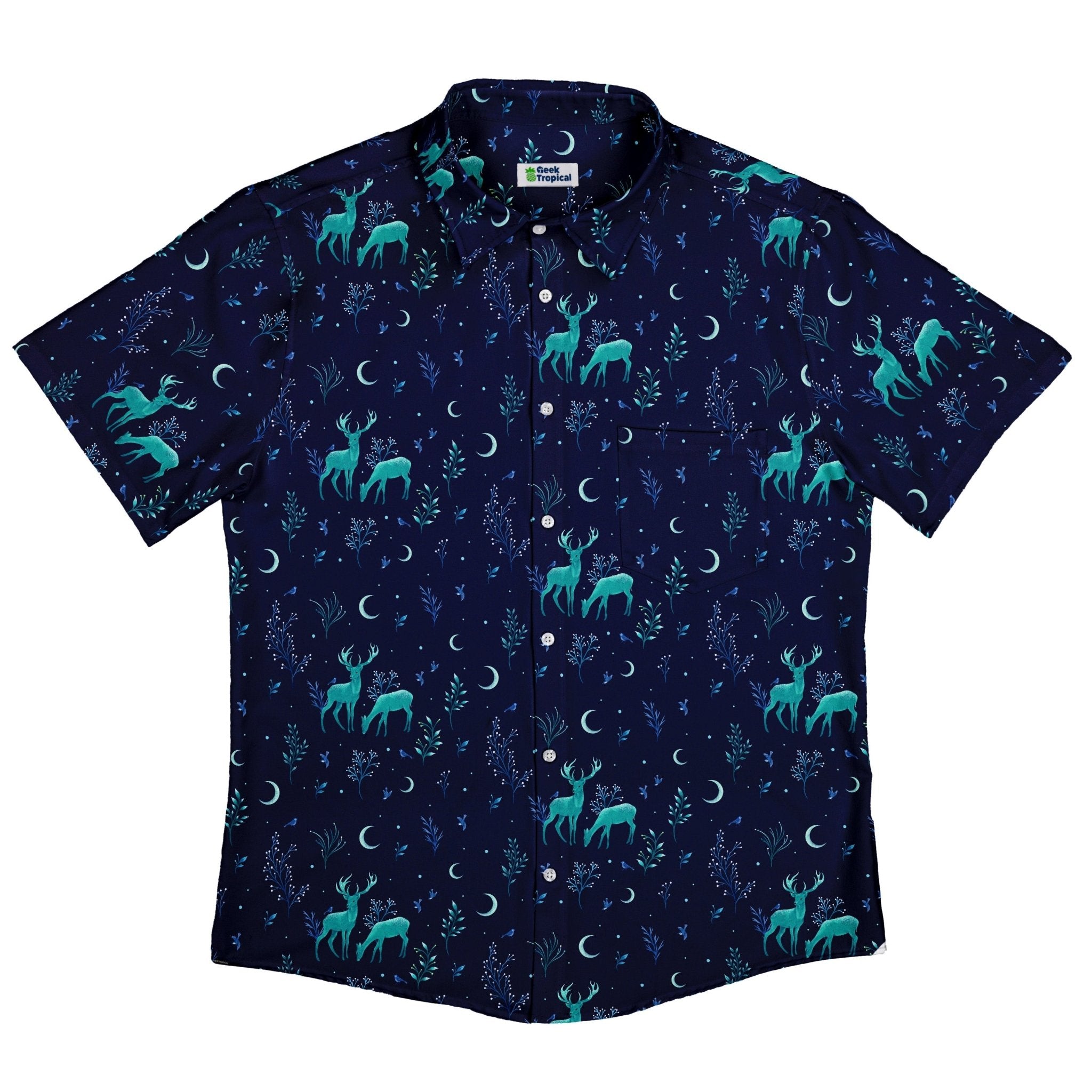 Episodic Deers in the Moonlight Button Up Shirt - XS - Button Down Shirt - No Pocket -