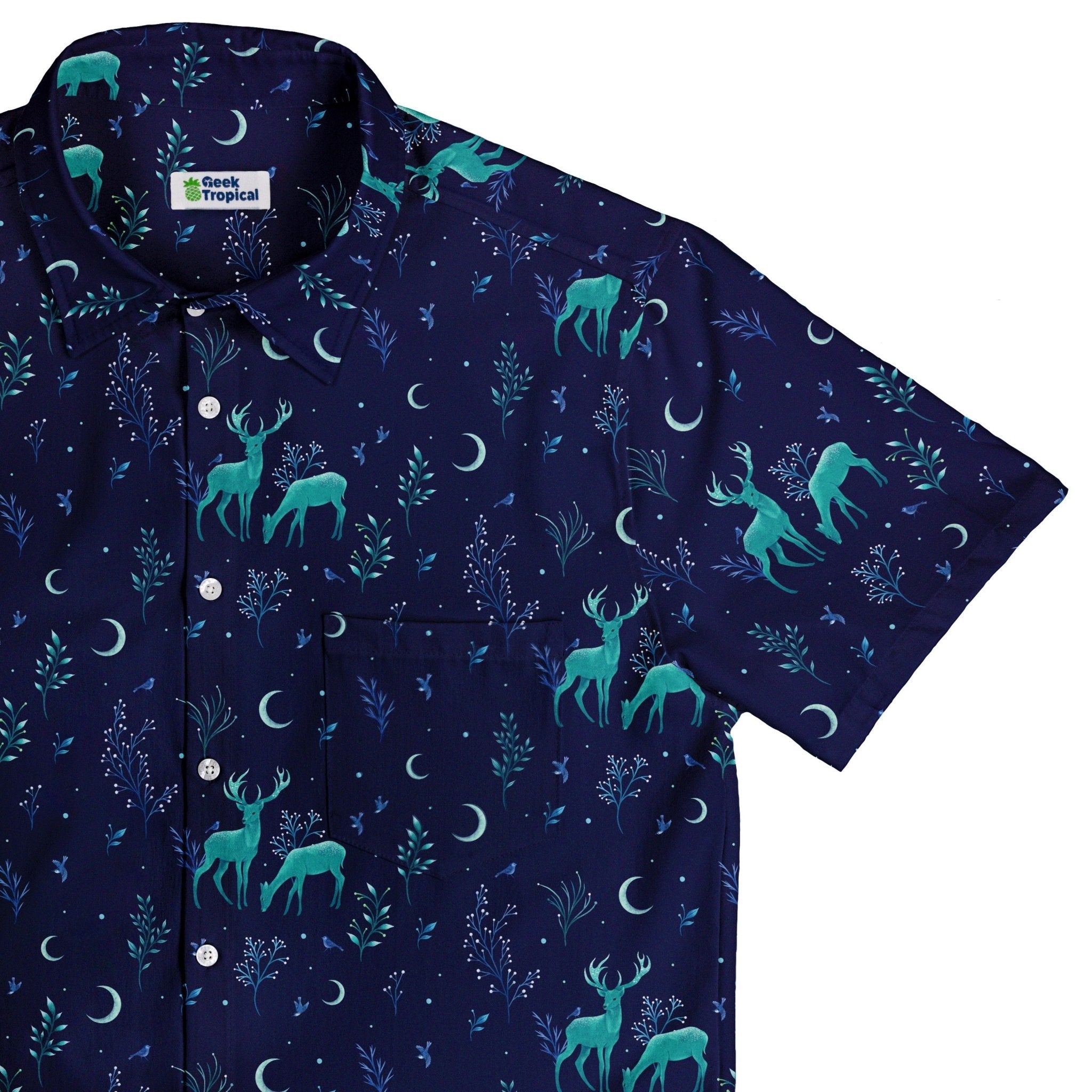 Episodic Deers in the Moonlight Button Up Shirt - XS - Hawaiian Shirt - No Pocket -