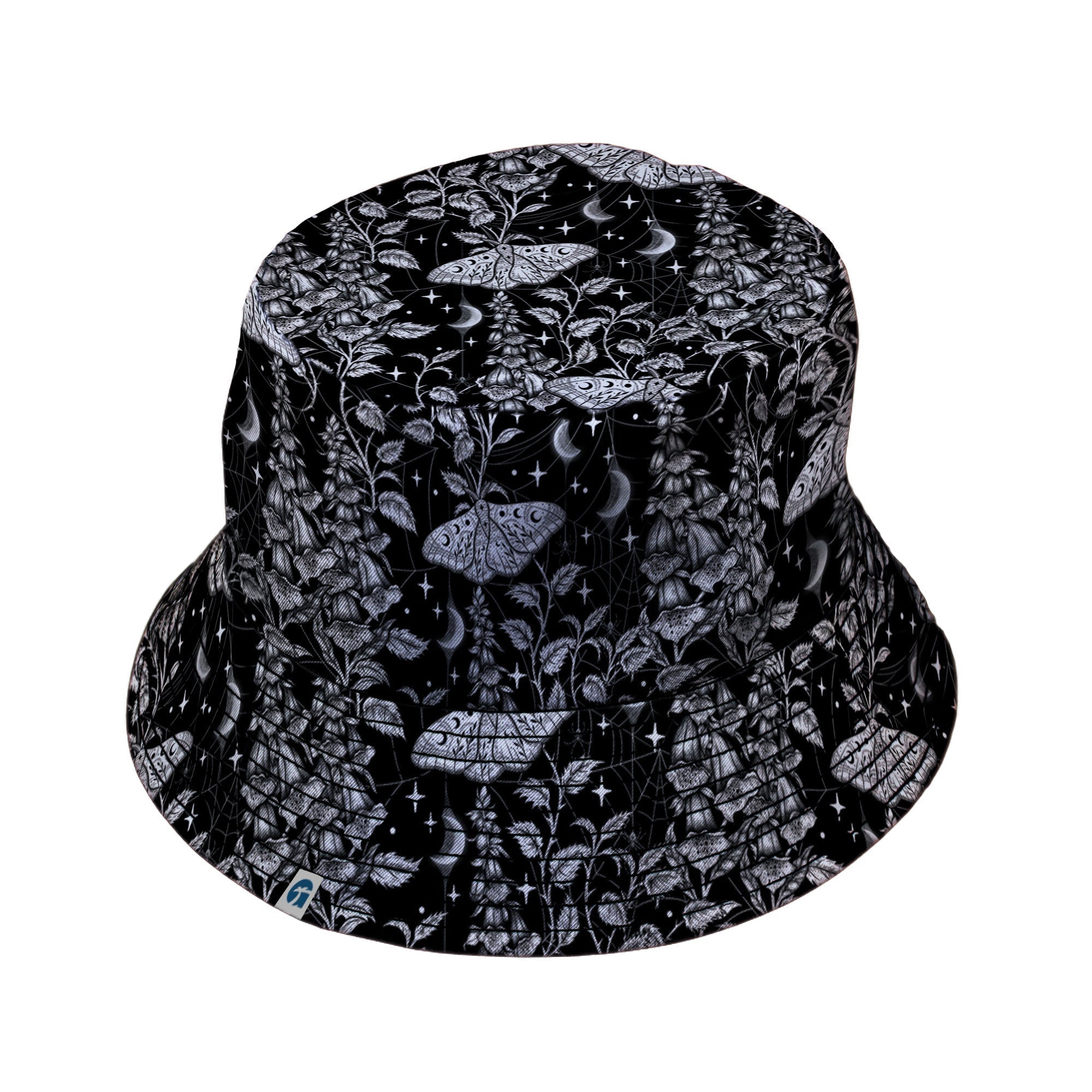 Episodic Moth Black White Night Bucket Hat - M - Black Stitching - -