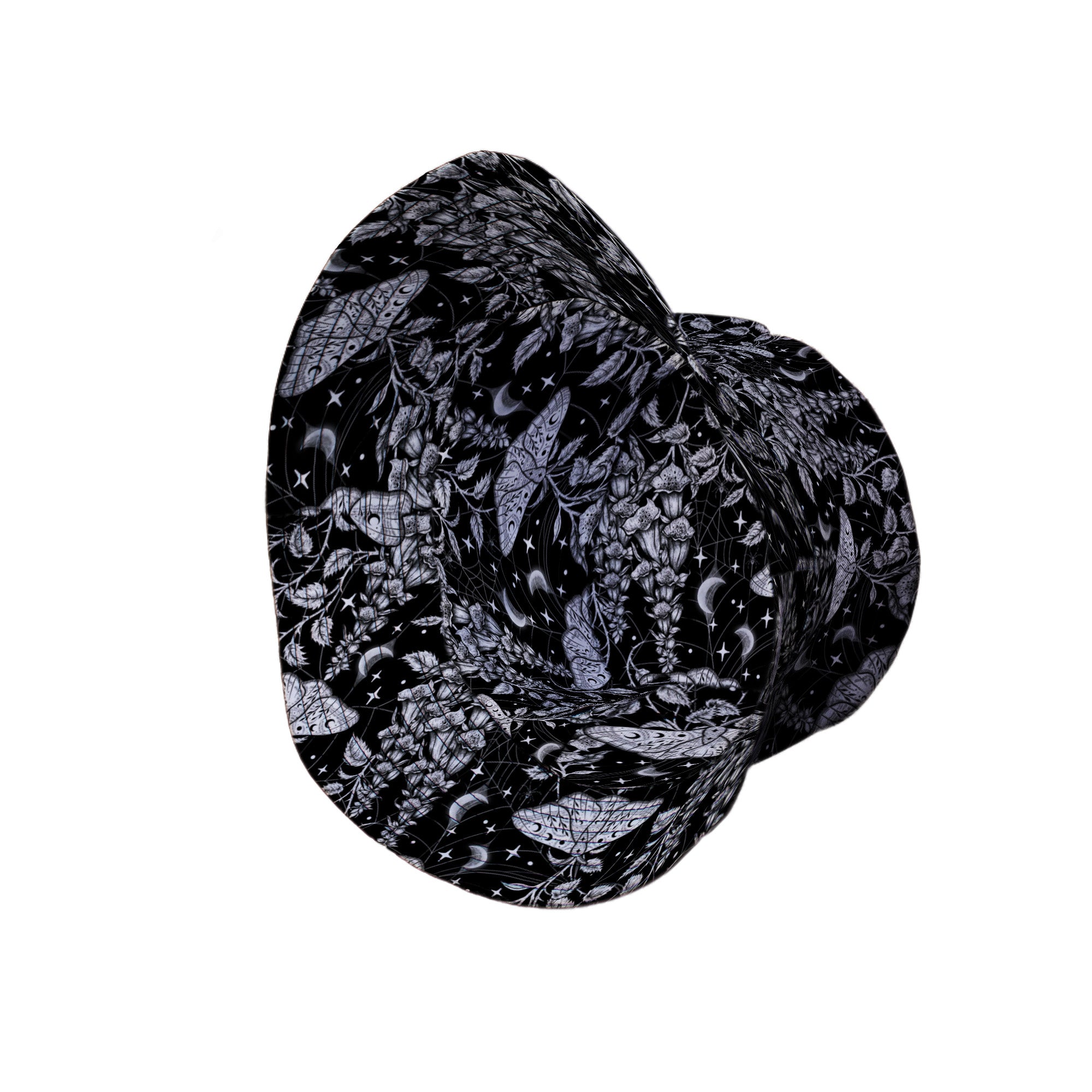 Episodic Moth Black White Night Bucket Hat - M - Grey Stitching - -