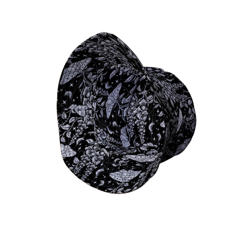 Episodic Moth Black White Night Bucket Hat - M - Grey Stitching - -