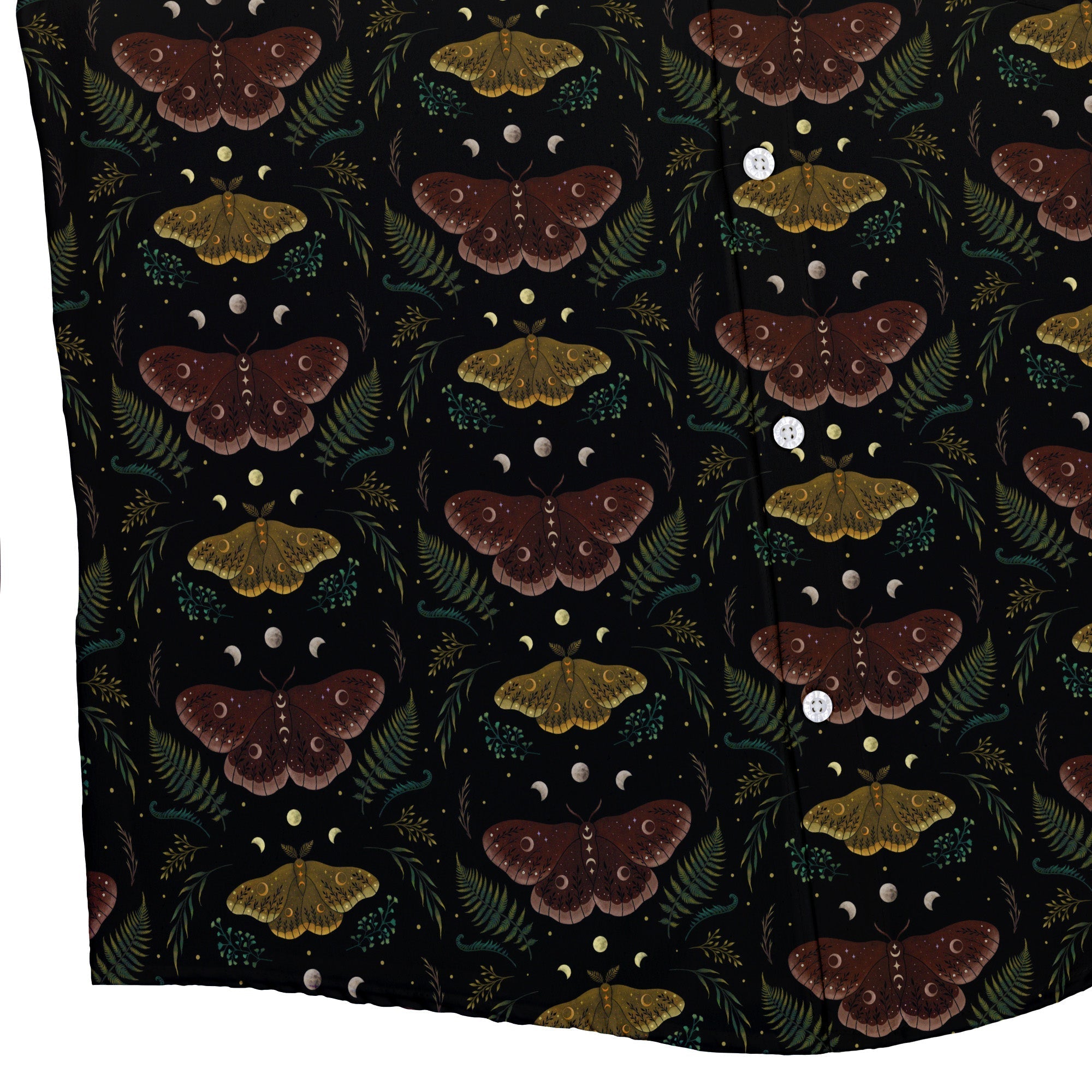 Episodic Moth Fall Button Up Shirt - XS - Hawaiian Shirt - No Pocket -
