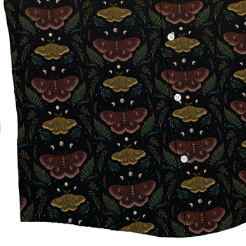 Episodic Moth Fall Button Up Shirt - XS - Hawaiian Shirt - No Pocket -