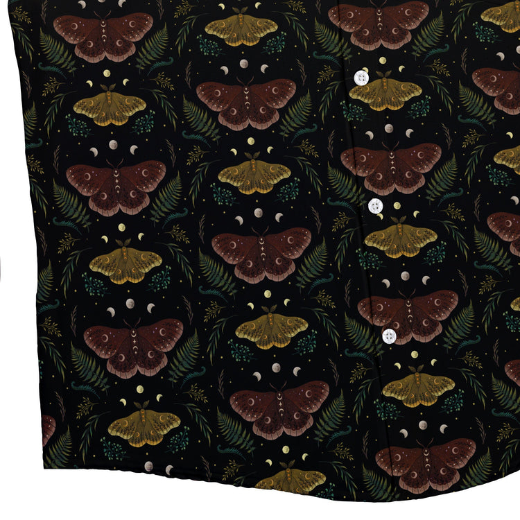Episodic Moth Fall Button Up Shirt - XS - Hawaiian Shirt - No Pocket -