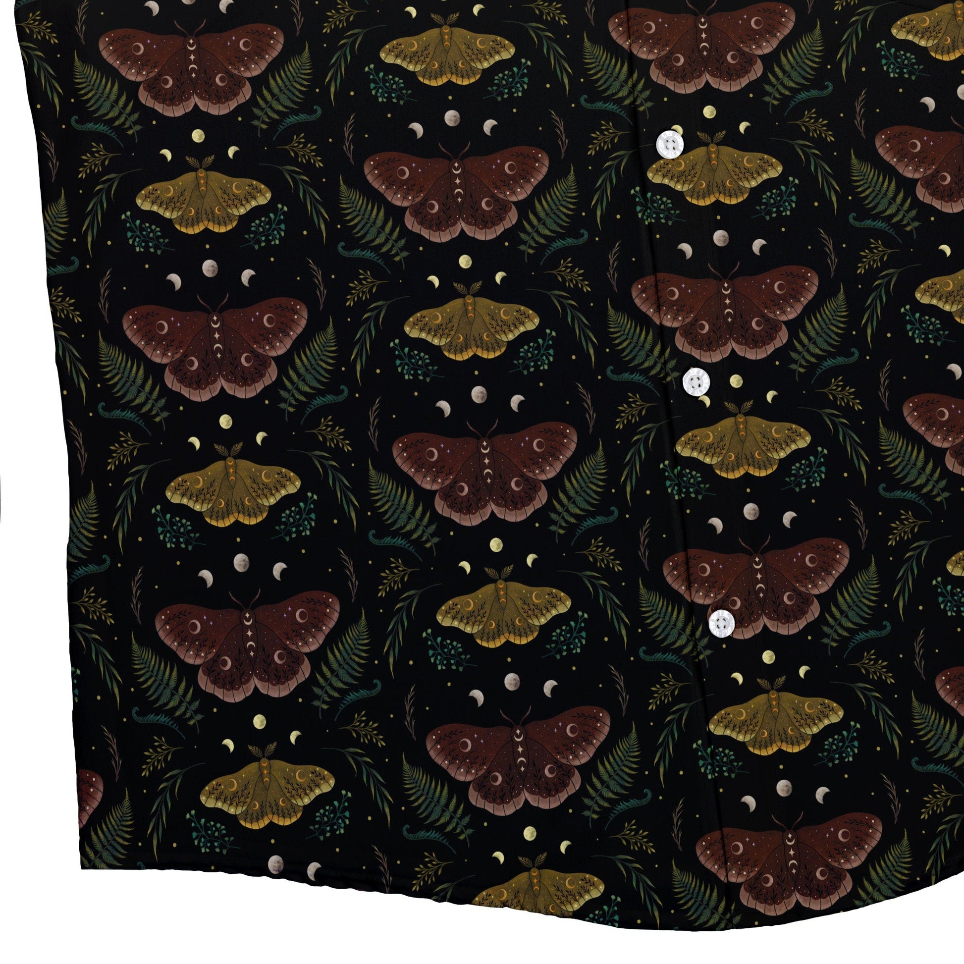 Episodic Moth Fall Button Up Shirt - XS - Hawaiian Shirt - No Pocket -