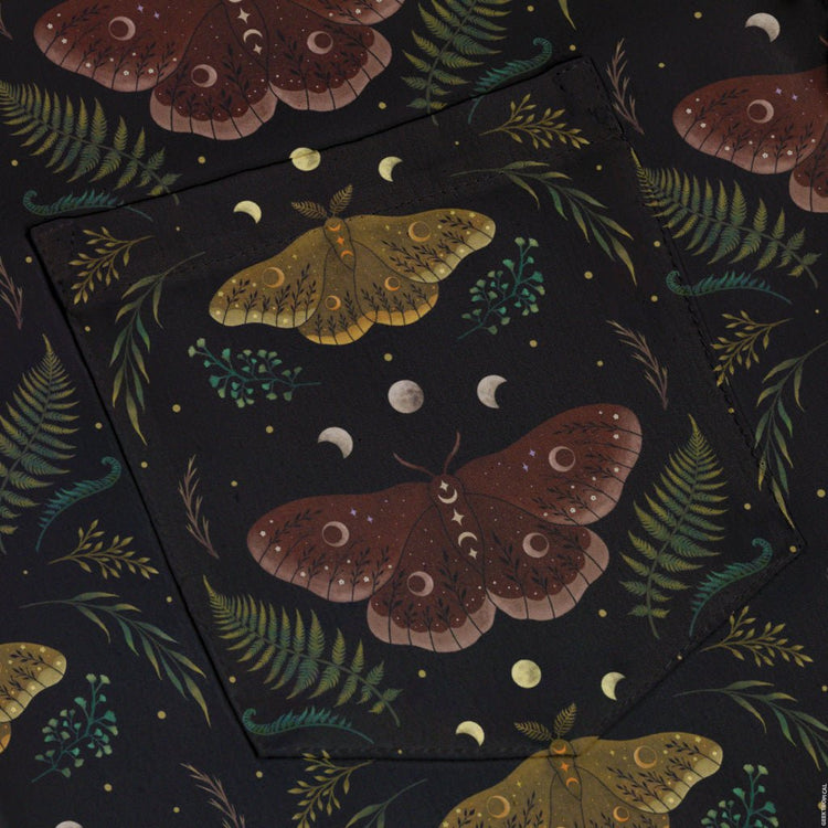 Episodic Moth Fall Button Up Shirt - XS - Hawaiian Shirt - No Pocket -