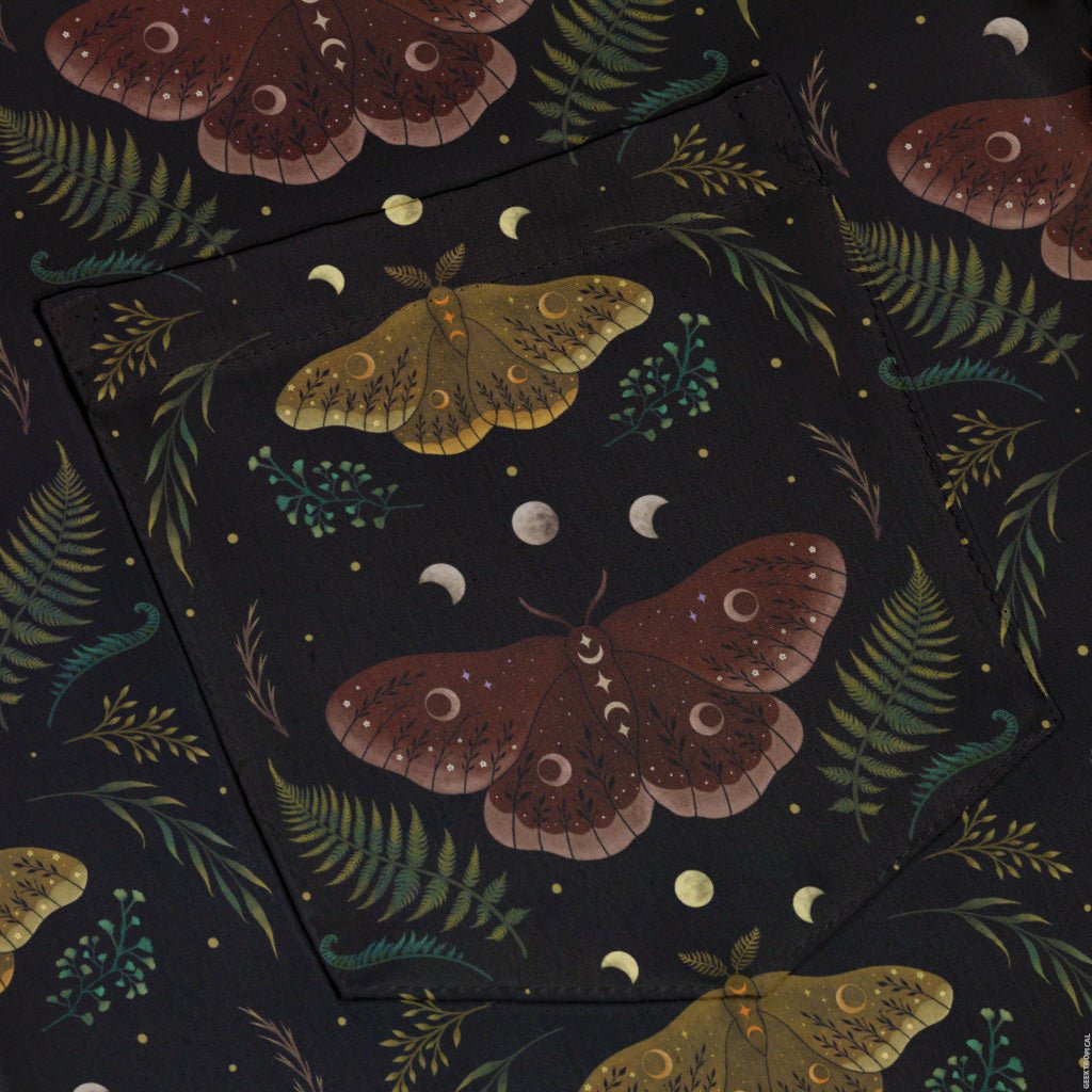 Episodic Moth Fall Button Up Shirt - XS - Hawaiian Shirt - No Pocket -